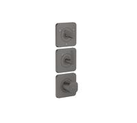 hansgrohe AXOR Citterio C Module thermostatique 380/120 encastré avec rosaces pour 3 consommateurs, coupe cubique, 49711340, Couleur: Chrome noir brossé