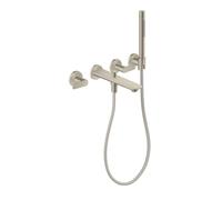 hansgrohe AXOR Citterio C Robinetterie de baignoire 3 trous encastrée pour montage mural, avec douchette à main, Cubic cut, 49481820, Couleur: Nickel brossé