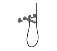 hansgrohe AXOR Citterio C Robinetterie de baignoire 3 trous encastrée pour montage mural, avec douchette à main, 49480340, Couleur: Chrome noir brossé