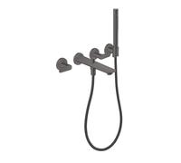 hansgrohe AXOR Citterio C Robinetterie de baignoire 3 trous encastrée pour montage mural, avec douchette à main, Cubic cut, 49481340, Couleur: Chrome noir brossé