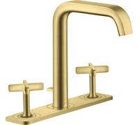 hansgrohe AXOR Citterio E Mélangeur lavabo 3 trous 170 avec vidage escamotable et assiette, 36116950, Couleur: laiton brossé