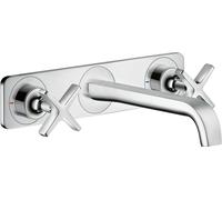 hansgrohe AXOR Citterio E Mélangeur lavabo encastré 3 trous avec plaque pour montage mural, 36115000, Couleur: chrome