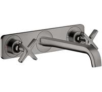 hansgrohe AXOR Citterio E Mélangeur lavabo encastré 3 trous avec plaque pour montage mural, 36115330, Couleur: Chrome noir poli