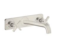 hansgrohe AXOR Citterio E Mélangeur lavabo encastré 3 trous avec plaque pour montage mural, 36115800, Couleur: Acier inoxydable Optic
