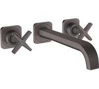 hansgrohe AXOR Citterio E Mélangeur lavabo encastré 3 trous avec rosaces pour montage mural, 36107340, Couleur: Chrome noir brossé