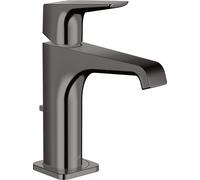 hansgrohe AXOR Citterio E Mitigeur monocommande de lavabo 125 avec béqu'ille et set de déchets, 36110330, Couleur: Chrome noir poli