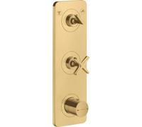 hansgrohe AXOR Citterio E module thermostat encastré 38 x 12 pour 2 consommateurs, 36703250, Couleur: Optique or brossé