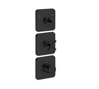 hansgrohe AXOR Citterio E module thermostatique 38 x 12 encastré pour 3 consommateurs avec 3 rosaces individuelles, 36704670, Couleur: noir mat