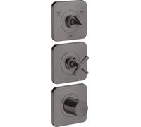 hansgrohe AXOR Citterio E module thermostatique 38 x 12 encastré pour 3 consommateurs avec 3 rosaces individuelles, 36704340, Couleur: Chrome noir brossé
