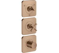 hansgrohe AXOR Citterio E module thermostatique 38 x 12 encastré pour 3 consommateurs avec 3 rosaces individuelles, 36704310, Couleur: Or rouge brossé