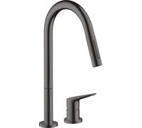 hansgrohe AXOR Citterio M DN 15 Mitigeur monocommande de cuisine 2 trous 220 avec douchette coulissante, 34822340, Couleur: Chrome noir brossé