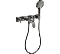 hansgrohe AXOR Citterio Mélangeur bain 3 trous avec poignées croisées, 39441330, Couleur: Chrome noir poli