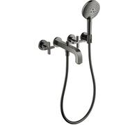 hansgrohe AXOR Citterio Mélangeur bain 3 trous avec poignées croisées, 39447330, Couleur: Chrome noir poli