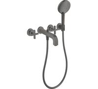 hansgrohe AXOR Citterio Mélangeur bain 3 trous avec poignées croisées, 39447340, Couleur: Brushed Black Chrome