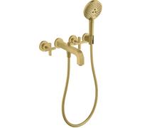 hansgrohe AXOR Citterio Mélangeur bain 3 trous avec poignées croisées, 39447950, Couleur: laiton brossé