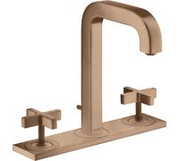 hansgrohe AXOR Citterio Mélangeur lavabo 3 trous AXOR 170, vidage escamotable, bec verseur 140mm, poignées croisées, plaque de fixation, 39134310, Couleur: Or rouge brossé