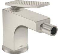 hansgrohe AXOR Citterio Mitigeur de bidet, finition losange, garniture de vidage à tirette, saillie 112mm, 39201800, Couleur: Acier inoxydable Optic