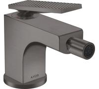 hansgrohe AXOR Citterio Mitigeur de bidet, finition losange, garniture de vidage à tirette, saillie 112mm, 39201340, Couleur: Chrome noir brossé