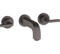 hansgrohe AXOR Citterio mitigeur lavabo 3 trous encastré, bec 162mm, béqu'illes, rosettes pour montage mural, 39315340, Couleur: Chrome noir brossé