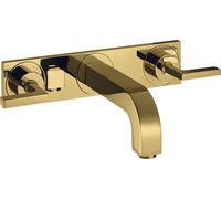 hansgrohe AXOR Citterio mitigeur lavabo 3 trous encastré, bec 222mm, béqu'illes, plaque pour montage mural, 39148990, Couleur: Optique en or poli