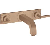 hansgrohe AXOR Citterio mitigeur lavabo 3 trous encastré, bec 222mm, béqu'illes, plaque pour montage mural, 39148310, Couleur: Or rouge brossé