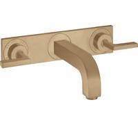 hansgrohe AXOR Citterio mitigeur lavabo 3 trous encastré, bec 222mm, béqu'illes, plaque pour montage mural, 39148140, Couleur: Bronze brossé