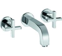 hansgrohe AXOR Citterio mitigeur lavabo 3 trous encastré, bec 222mm, poignées transversales, rosettes pour montage mural, 39143000, Couleur: chrome
