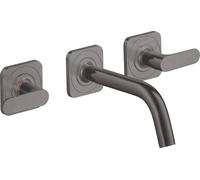 hansgrohe AXOR Citterio mitigeur lavabo 3 trous encastré pour montage mural avec bec verseur 166 mm, béqu'illes et rosaces, 34313340, Couleur: Chrome noir brossé