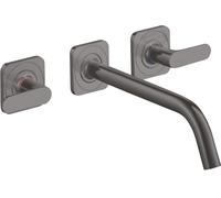 hansgrohe AXOR Citterio Mitigeur lavabo 3 trous encastré pour montage mural avec bec verseur 226 mm, béqu'illes et rosaces, 34315340, Couleur: Chrome noir brossé