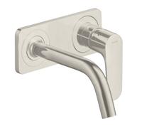 hansgrohe AXOR Citterio Mitigeur monocommande de lavabo encastré avec plaque et bec court Montage mural, 34112800, Couleur: Acier inoxydable Optic