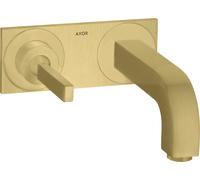 hansgrohe AXOR Citterio mitigeur monocommande de lavabo encastré, bec verseur 225mm, plaque pour montage mural, 39115950, Couleur: laiton brossé