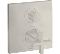 hansgrohe AXOR Citterio Thermostat encastré avec robinet d'arrêt, poignées transversales, 1 consommateur, 39705800, Couleur: Acier inoxydable Optic
