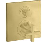 hansgrohe AXOR Citterio Thermostat encastré avec robinet d'arrêt, poignées transversales, 1 consommateur, 39705950, Couleur: laiton brossé