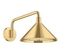 hansgrohe AXOR Starck ShowerSelect 240 Pomme de douche 2 jets avec bras de douche 400 mm, raccord mural, 26021250, Couleur: Optique or brossé