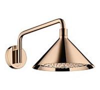 hansgrohe AXOR Starck ShowerSelect 240 Pomme de douche 2 jets avec bras de douche 400 mm, raccord mural, 26021300, Couleur: Rouge poli or