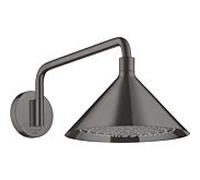 hansgrohe AXOR Starck ShowerSelect 240 Pomme de douche 2 jets avec bras de douche 400 mm, raccord mural, 26021340, Couleur: Chrome noir brossé