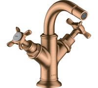 hansgrohe AXOR Mélangeur bidet Montreux 2 poignées, garniture de vidage, 16520140, Couleur: Bronze brossé