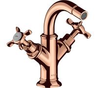 hansgrohe AXOR Mélangeur bidet Montreux 2 poignées, garniture de vidage, 16520300, Couleur: Rouge poli or