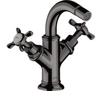 hansgrohe AXOR Mélangeur bidet Montreux 2 poignées, garniture de vidage, 16520330, Couleur: Chrome noir poli