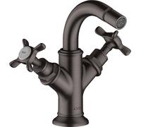 hansgrohe AXOR Mélangeur bidet Montreux 2 poignées, garniture de vidage, 16520340, Couleur: Chrome noir brossé