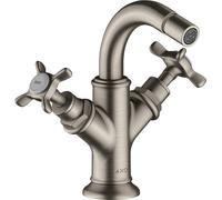 hansgrohe AXOR Mélangeur bidet Montreux 2 poignées, garniture de vidage, 16520800, Couleur: Acier inoxydable Optic