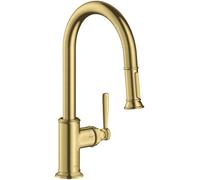 hansgrohe AXOR Montreux DN 15 Mitigeur monocommande de cuisine AXOR Montreux DN 15 180 avec douchette coulissante, 16581950, Couleur: laiton brossé