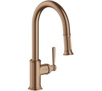hansgrohe AXOR Montreux DN 15 Mitigeur monocommande de cuisine AXOR Montreux DN 15 180 avec douchette coulissante, 16581310, Couleur: Or rouge brossé