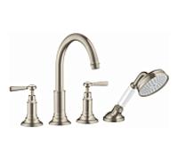hansgrohe Axor Montreux match0 16550820 Mitigeur baignoire 4 trous sur jante, saillie 196 mm, avec poignées à levier, nickel brossé