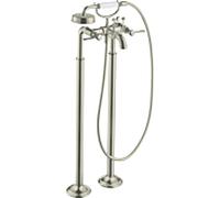 hansgrohe Axor Montreux match0 16553820 Mitigeur baignoire 2 poignées, au sol, saillie 234 mm, avec poignées à levier, nickel brossé