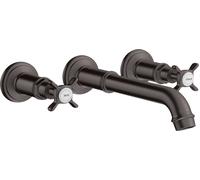 hansgrohe AXOR Montreux Mélangeur lavabo 3 trous encastré, montage mural, 16532340, Couleur: Chrome noir brossé