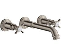 hansgrohe AXOR Montreux Mélangeur lavabo 3 trous encastré, montage mural, 16532800, Couleur: Acier inoxydable Optic