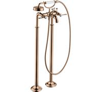 hansgrohe AXOR Montreux Mitigeur bain 2 poignées, béqu'illes, sur pied, projection 234mm, 16553300, Couleur: Rouge poli or