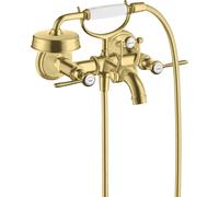 hansgrohe AXOR Montreux Mitigeur bain douche 2 poignées, montage apparent, béqu'illes, saillie 220mm, 16551950, Couleur: laiton brossé