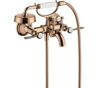 hansgrohe AXOR Montreux Mitigeur bain douche 2 poignées, montage apparent, béqu'illes, saillie 220mm, 16551300, Couleur: Rouge poli or